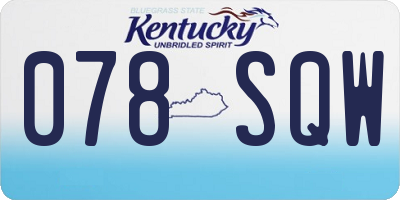 KY license plate 078SQW