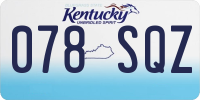 KY license plate 078SQZ