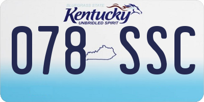 KY license plate 078SSC
