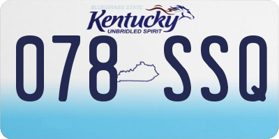 KY license plate 078SSQ