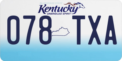 KY license plate 078TXA