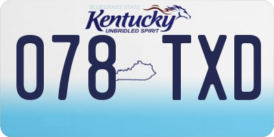 KY license plate 078TXD