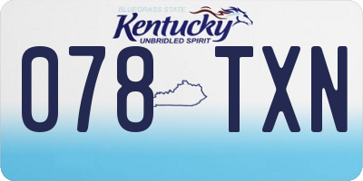 KY license plate 078TXN