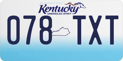KY license plate 078TXT