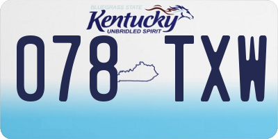 KY license plate 078TXW
