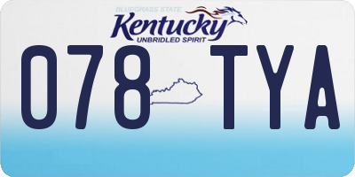 KY license plate 078TYA