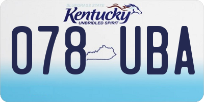 KY license plate 078UBA