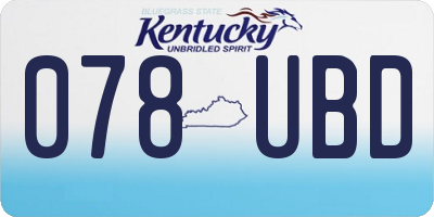 KY license plate 078UBD