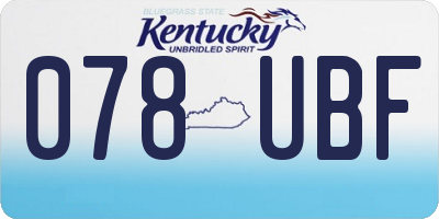 KY license plate 078UBF