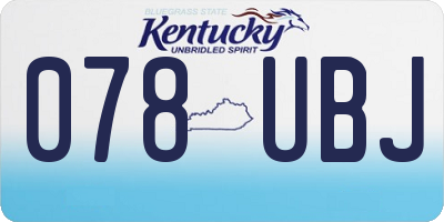 KY license plate 078UBJ