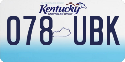KY license plate 078UBK