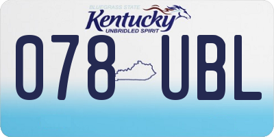 KY license plate 078UBL