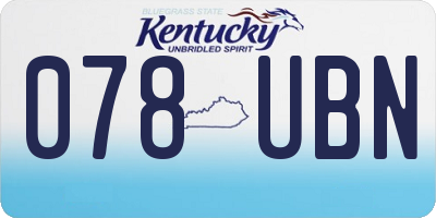 KY license plate 078UBN