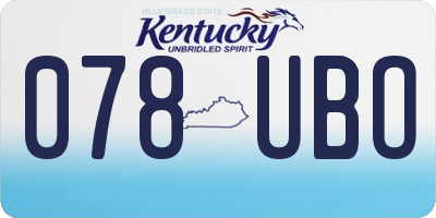 KY license plate 078UBO
