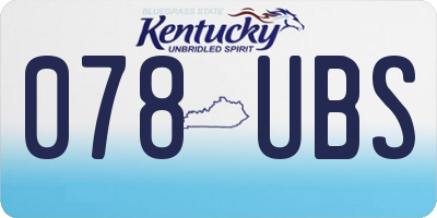 KY license plate 078UBS