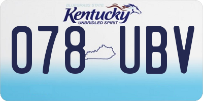 KY license plate 078UBV
