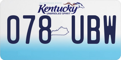 KY license plate 078UBW