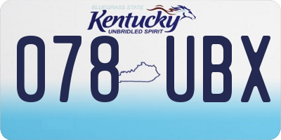 KY license plate 078UBX