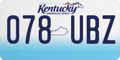 KY license plate 078UBZ