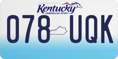KY license plate 078UQK