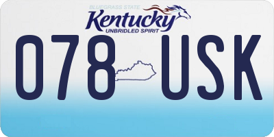 KY license plate 078USK