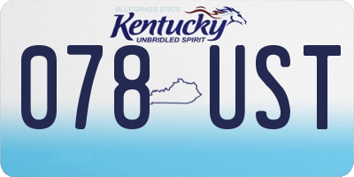 KY license plate 078UST