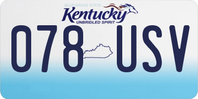 KY license plate 078USV