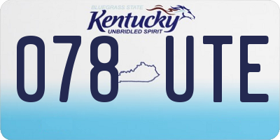 KY license plate 078UTE