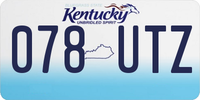 KY license plate 078UTZ