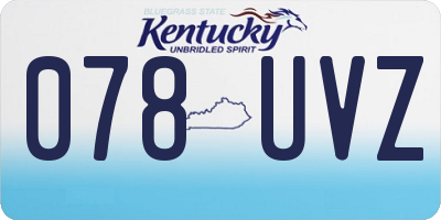KY license plate 078UVZ