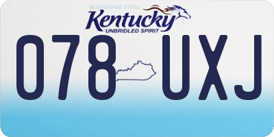 KY license plate 078UXJ