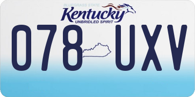 KY license plate 078UXV
