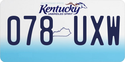 KY license plate 078UXW