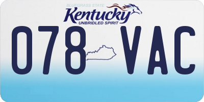 KY license plate 078VAC