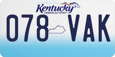 KY license plate 078VAK