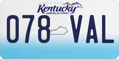 KY license plate 078VAL