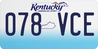 KY license plate 078VCE