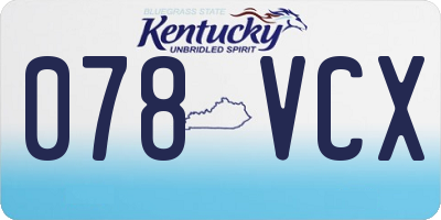 KY license plate 078VCX