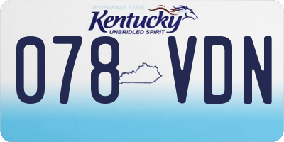 KY license plate 078VDN
