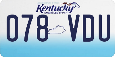 KY license plate 078VDU