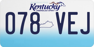 KY license plate 078VEJ