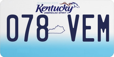 KY license plate 078VEM