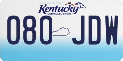 KY license plate 080JDW