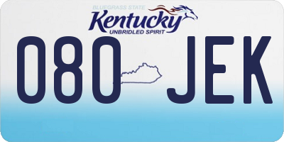 KY license plate 080JEK