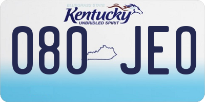 KY license plate 080JEO