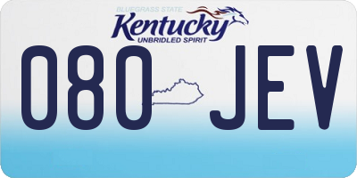 KY license plate 080JEV