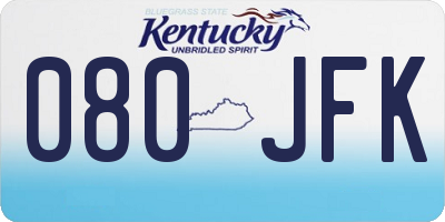 KY license plate 080JFK