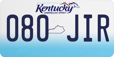 KY license plate 080JIR