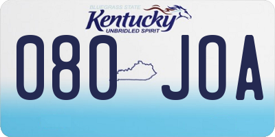 KY license plate 080JOA