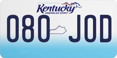 KY license plate 080JOD